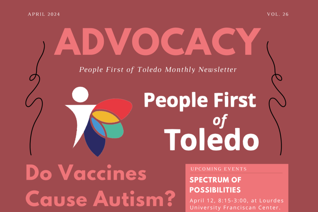 A cropped header image of People First of Toledo's April advocacy newsletter.