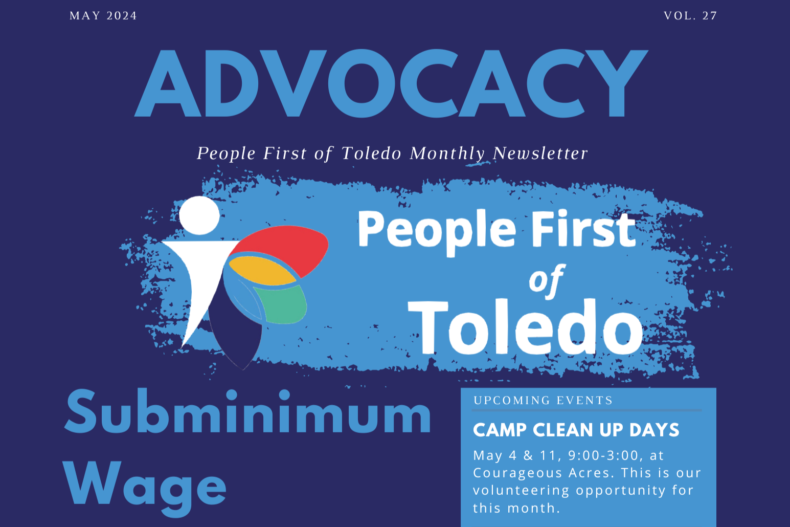 A cropped header image of People First of Toledo's May advocacy newsletter.