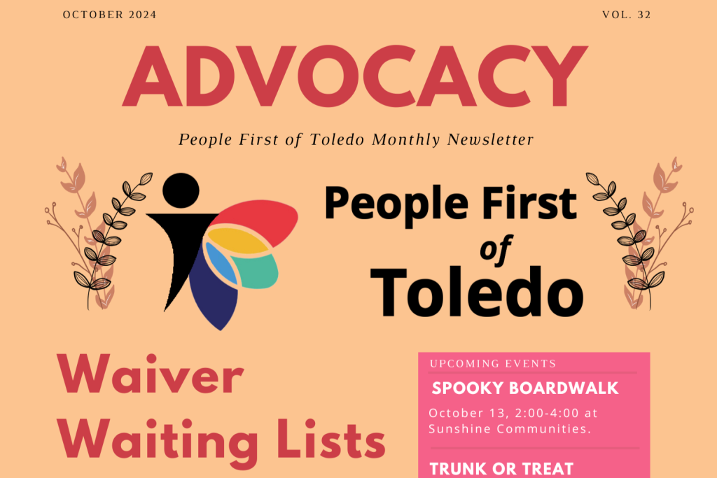 A banner image of People First of Toledo's October advocacy newsletter.