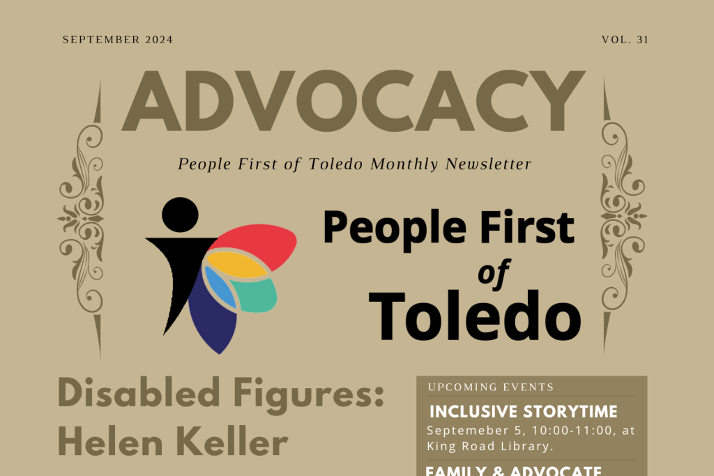 A banner image of People First of Toledo's September advocacy newsletter.