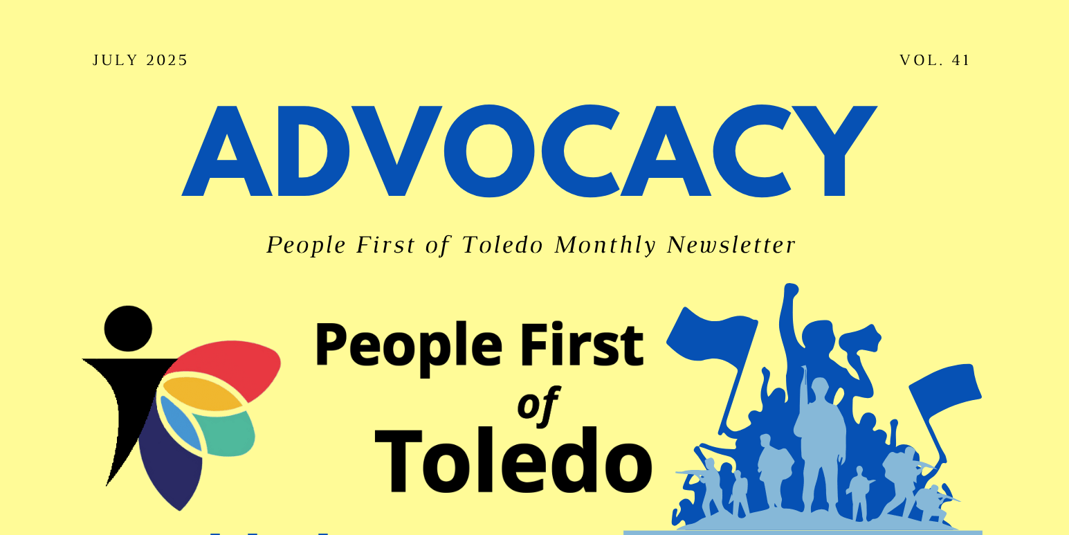 A banner header of People First of Toledo's July 2025 newsletter.